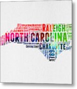 North Carolina Watercolor Word Cloud Map Metal Print