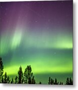 Northern Lights Over The Sapmi Forest Karasjok Norway Metal Print