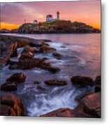 Nubble Light Sunrise Metal Print