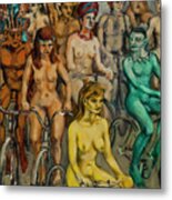 Nude Cyclists With Bodypaint Metal Print