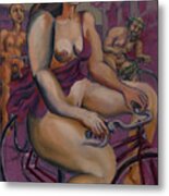 Nude Cyclists With Carracchi Bacchus Metal Print
