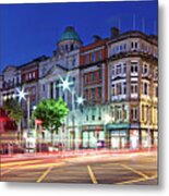 O' Connell Street At Night - Dublin City Metal Print