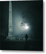 Obelisk. Misty Nights In Brno Metal Print