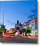 O' Connell Street And Dublin Spire At Night Metal Print