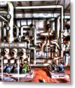 Office Building Pump Room - Sala Pompe Palazzo Abbandonato Paint Metal Print