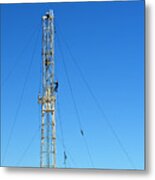 Oil Field Man At Work - Photography Metal Print