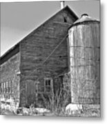 Old Barn And Wood Stave Silo Metal Print