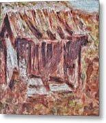Old Barn Outhouse Falling Apart In Decay And Dilapidation Rotting Wood Overgrown Mountain Valley Sce Metal Print
