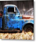 Old Blue Truck Metal Print