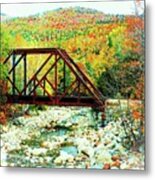 Old Bridge - New Hampshire Fall Foliage Metal Print
