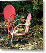 Old Empty Chairs Metal Print