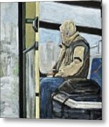 Old Man On The Bus Metal Print