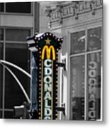 Old McDonalds Sign in Downtown Chicago Selective Coloring Metal Print