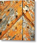 Old Peeled Paint On Wooden Doors Metal Print