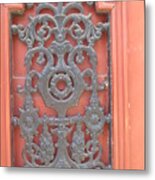 Old Pink Door With Iron Details Metal Print