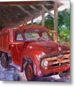 Old Red Truck - Mountain Valley Farms - Ellijay Metal Print