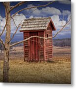 Old Rustic Wooden Outhouse In West Michigan Metal Print