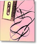 Old Tape On Pink Background Metal Print