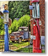Old Time Vintage Gas Pumps Metal Print