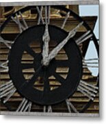 Old Train Depot Clock #3 Metal Print