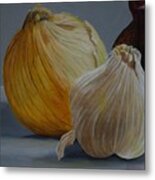 Onions And Garlic Metal Print