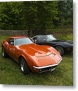 Orange And Black Vintage Cars Metal Print