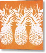 Orange And White Pineapples- Art By Linda Woods Metal Print