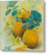 Oranges And Nasturtiums Metal Print