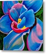 Orchid In Blue Metal Print