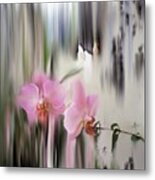 Orchids With Dragonflies Metal Print
