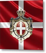 Order Of Malta Coat Of Arms Over Flag Metal Print