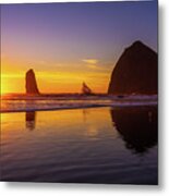 Oregon Coast Cannon Beach Sunset Metal Print