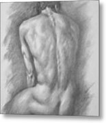 Original Drawing Male Nude Man #17325 Metal Print