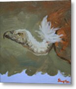 Original Oil Painting Animal Art Vulture On Board#16-01-05-4 Metal Print