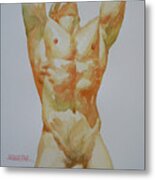 Original Watercolor Painting Art Male Nude Men Gay Interest  On Paper  #12-30-02 Metal Print