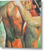 Original Watercolor Painting Drawing Art Male Nude Gay Man On Paper#510-1 Metal Print
