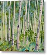 Original Watercolor - Summer Aspen Forest Metal Print