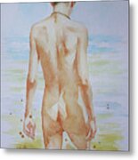 Original Watercolour Painting Boy Nude On Paper#16-9-19 Metal Print