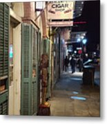 Orleans Street Sidewalk At Night - New Orleans Metal Print