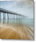 Outer Banks North Carolina Nags Head Obx Nc Beach Pier Seascape Metal Print