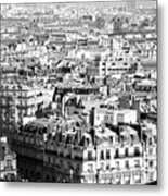 Over Paris Rooftops Black And White Metal Print