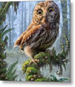 Owl Perch Metal Print