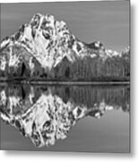 Oxbow Snake River Reflections Black And White Metal Print