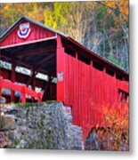 Pa Country Roads - Josiah Hess Covered Bridge Over Huntington Creek No. 13 - Columbia County Metal Print