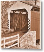 Pa Country Roads - Willow Hill Covered Bridge Over Miller's Run #4s Close - Lancaster County Metal Print
