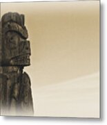 Pacific Northwest Totem Pole Old Yellow Metal Print