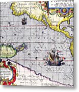 Pacific Ocean Vintage Map Metal Print