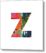 Painted Letter Z-monogram Art By Linda Woods Metal Print