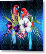 Paired Parrots Metal Print