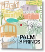 Palm Springs Cityscape- Art By Linda Woods Metal Print
